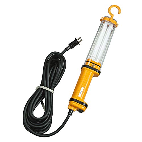 ハタヤ (HATAYA) 照明 蛍光灯 屋内用 13W 50/60Hz兼用 全光束840Lm コード10m 太さ0.75㎟ 二重絶縁 アース不要 吊り下げフック 手元スイッチ スリム コンパクト 作業灯 ワークライト ハンドランプ 業務用 プロ用 工場用 建設現場 フローライト FCS-10 インバーター内蔵 13Wコンパクト形蛍光ランプ付